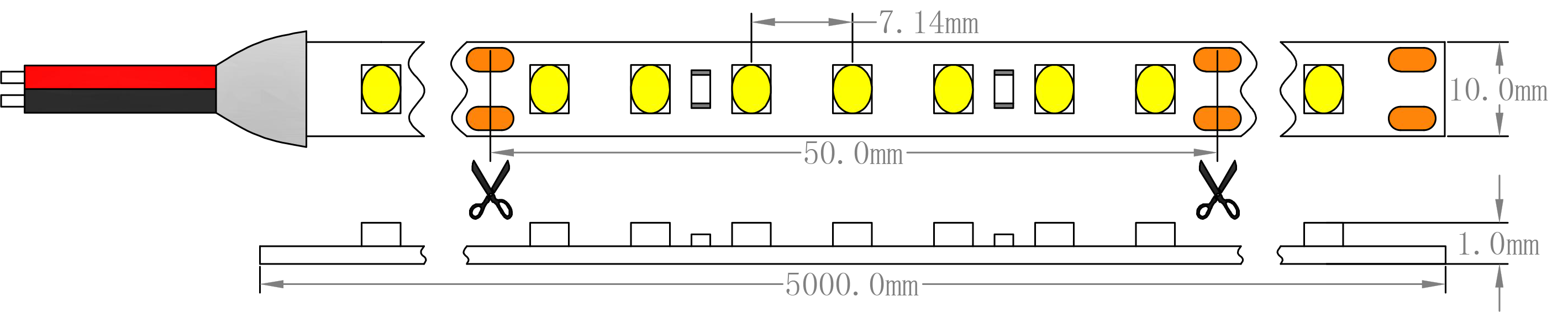SMD2835 140LEDs 19,2W LED Dimens&atilde;o da faixa de luz
